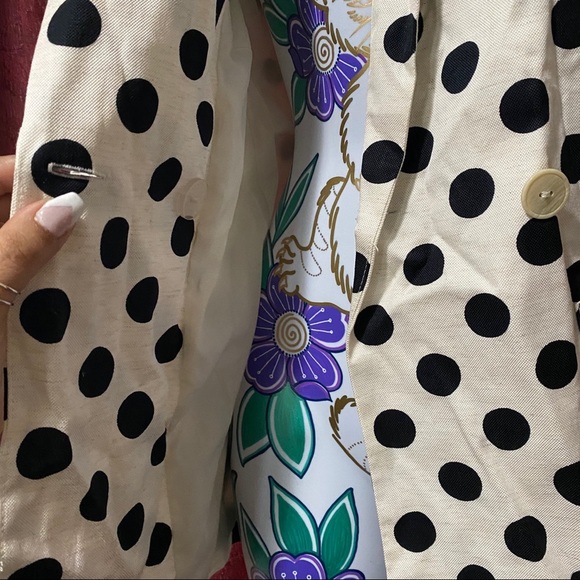 TopShop Heather Beige Gray Black Polka Dot Blazer - Picture 4 of 6
